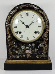 Antique unknown round top paper mache shelf Clock