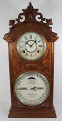 Antique Ithaca No. 8 Shelf Library carved top Clock