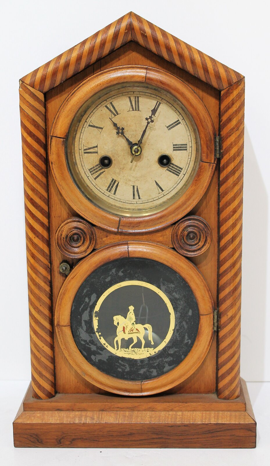 Antique Ingraham Doric Mosaic Front Clock — Antique Clocks Price Guide