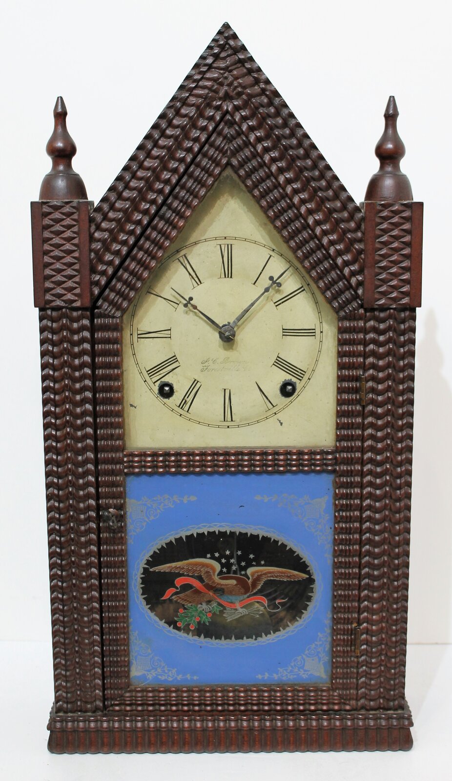 Antique Forestville ripple-front steeple Clock — Antique Clocks Price Guide
