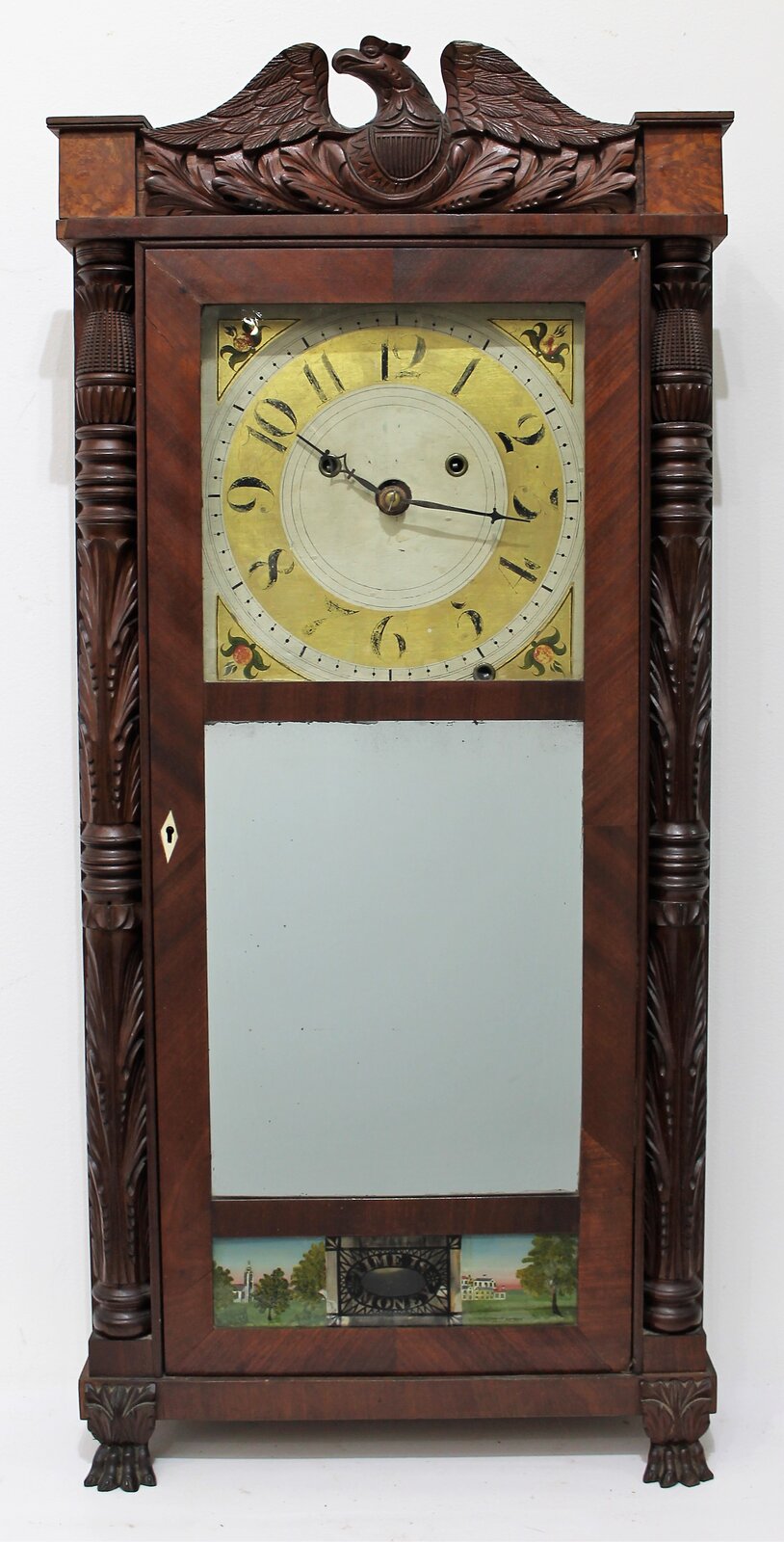 Antique Hoadley upside-down shelf clock w/ alarm Clock — Antique Clocks Price Guide