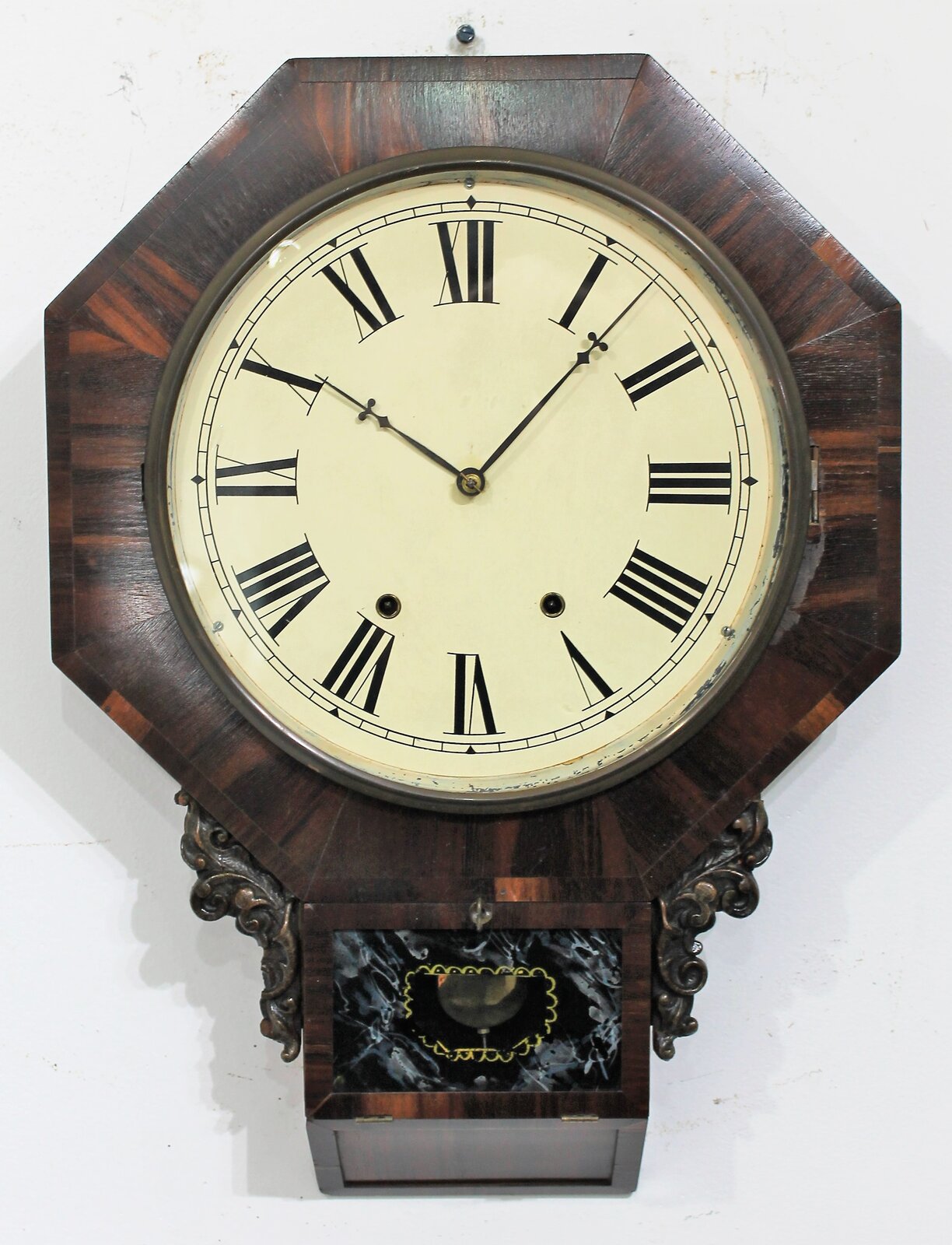 Antique Johnson Octagon Drop Clock — Antique Clocks Price Guide