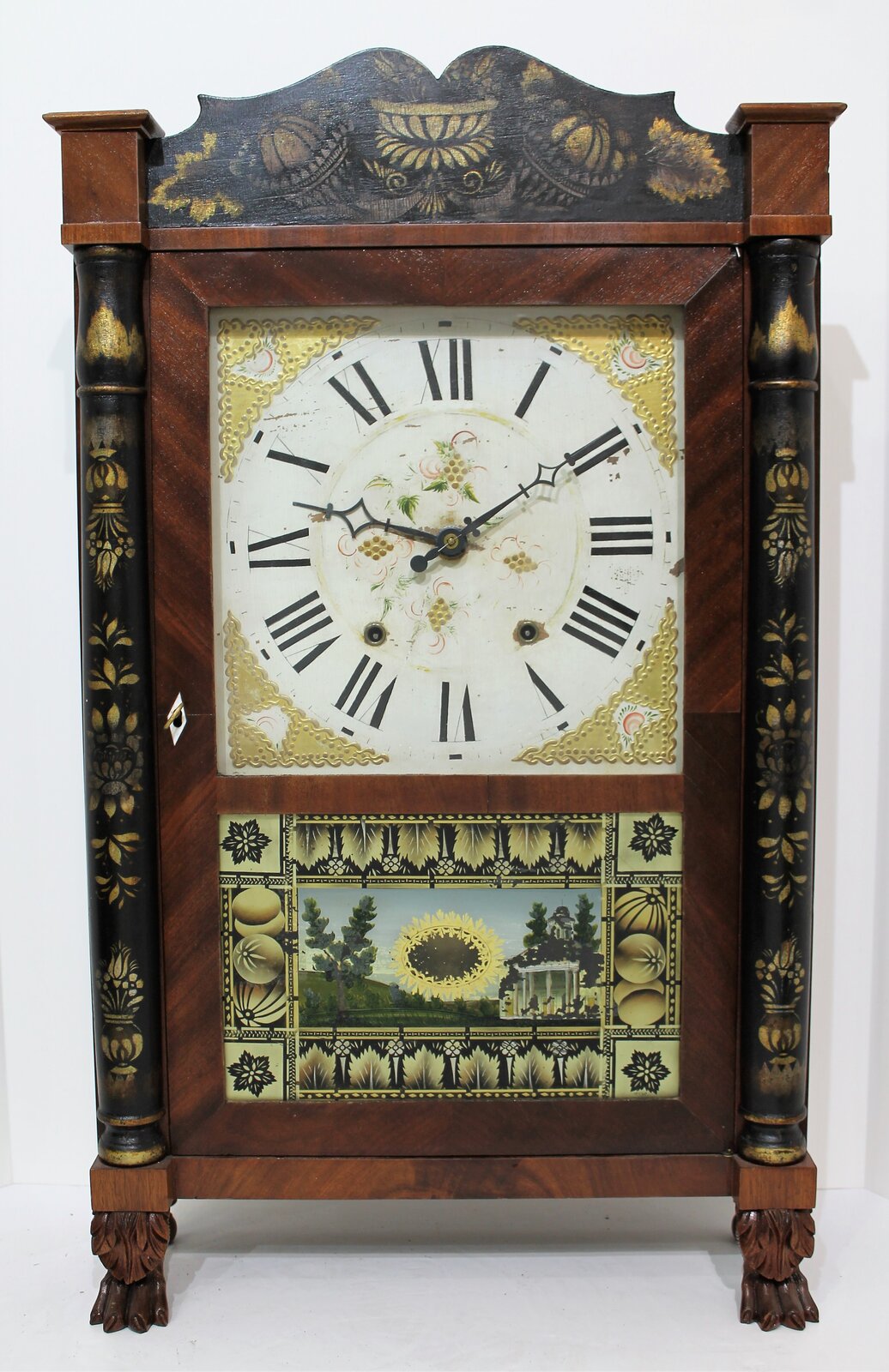 M. & E. Blakeslee 30-hour column & splat shelf clock, ca. 1832. — Antique Clocks Price Guide
