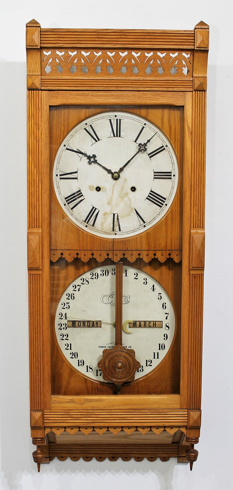 Ithaca Calendar Clock Co. “No. 2 ½ Brisbane”, 1880-1910. — Antique Clocks Price Guide