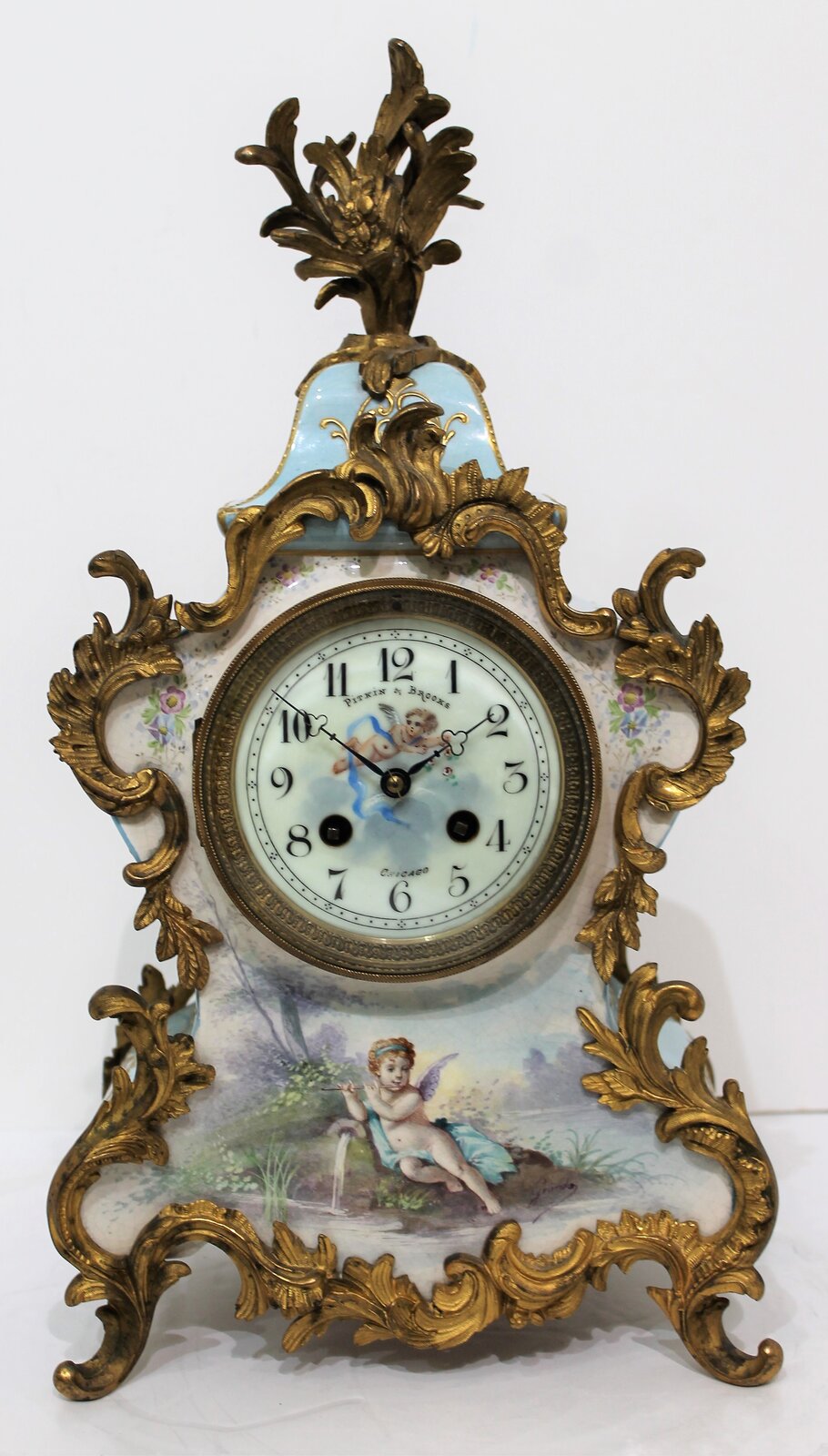 Japy Freres porcelain and brass clock, ca. 1890. — Antique Clocks Price Guide