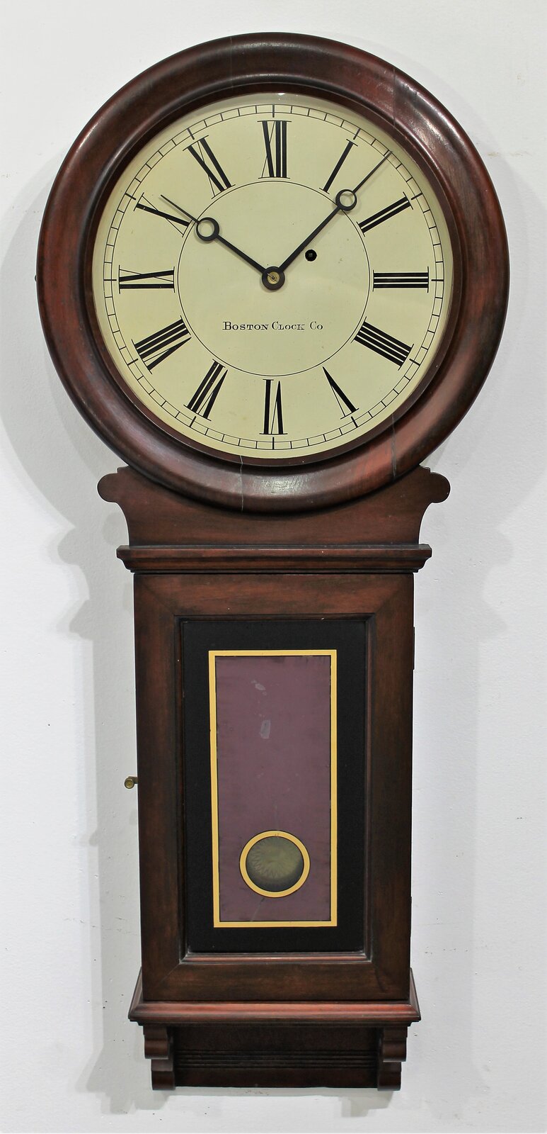 Boston Clock Co. wall regulator, 1884-1894. — Antique Clocks Price Guide