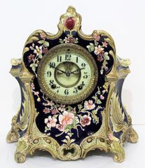 Wm. Gilbert Clock Co. majolica porcelain clock, ca.1905.