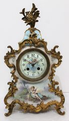 Japy Freres porcelain and brass clock, ca. 1890.