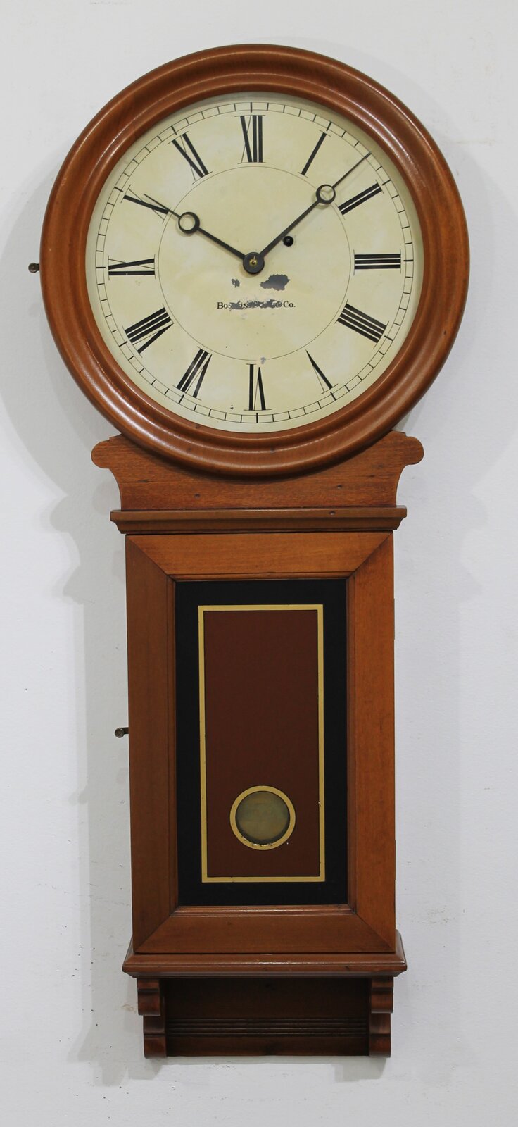 Boston Clock Co. wall regulator, 1884-1894. — Antique Clocks Price Guide