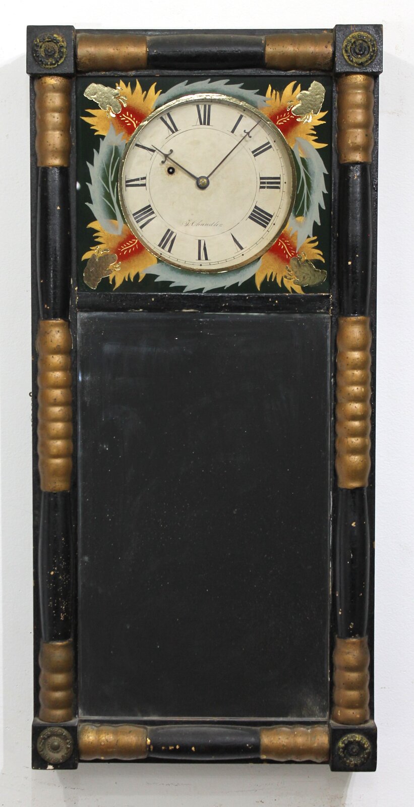 Timothy Chandler New Hampshire mirror clock, 1820-1830. — Antique Clocks Price Guide