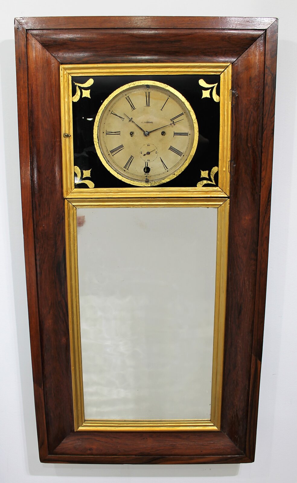 George Hills mirror clock, ca. 1850. — Antique Clocks Price Guide