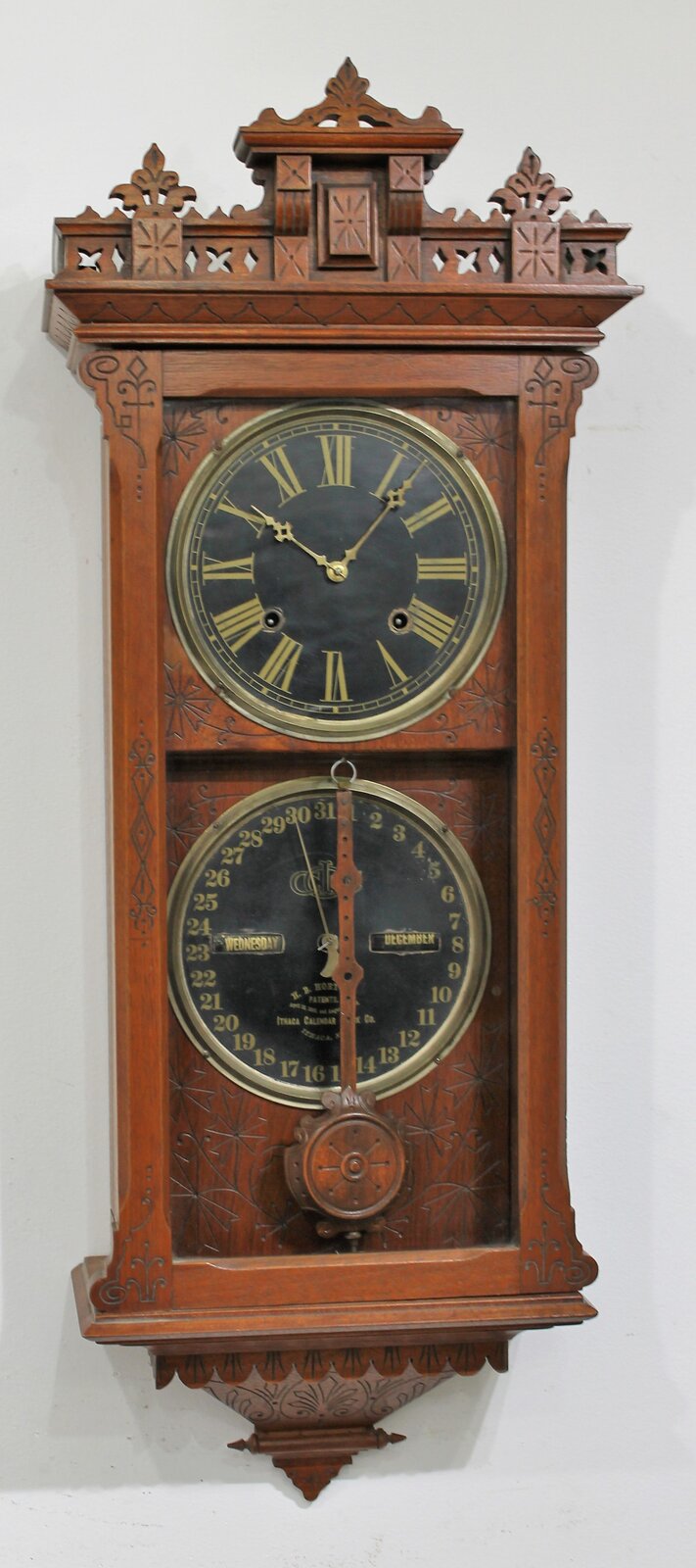 Ithaca Calendar Clock Co. “No. 5 ½ Hanging Belgrade”, 1880-1905. — Antique Clocks Price Guide