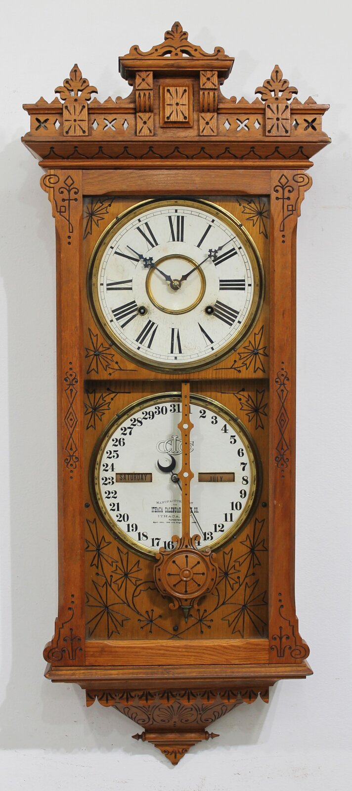 Ithaca Calendar Clock Co. “No. 5 ½ Hanging Belgrade”, 1880-1905. — Antique Clocks Price Guide