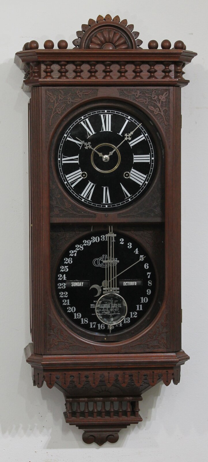 Ithaca Calendar Clock Co. “No. 12 Hanging Kildare” REPRODUCTION, ca. 1965. — Antique Clocks Price Guide