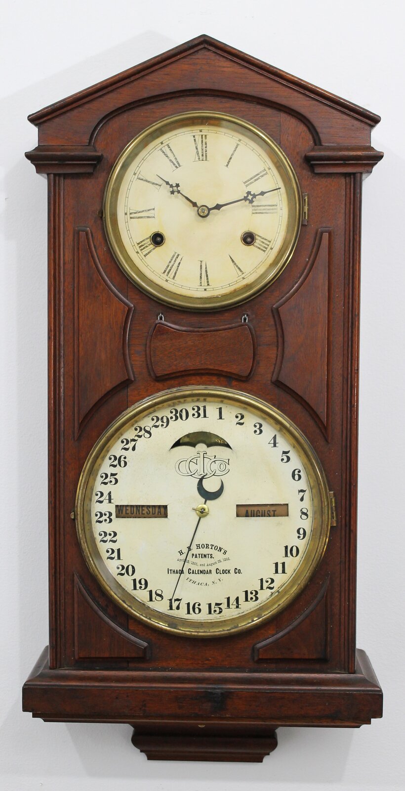 Ithaca Calendar Clock Co. “No. 7 Cottage, Hanging”, 1869-1878. — Antique Clocks Price Guide
