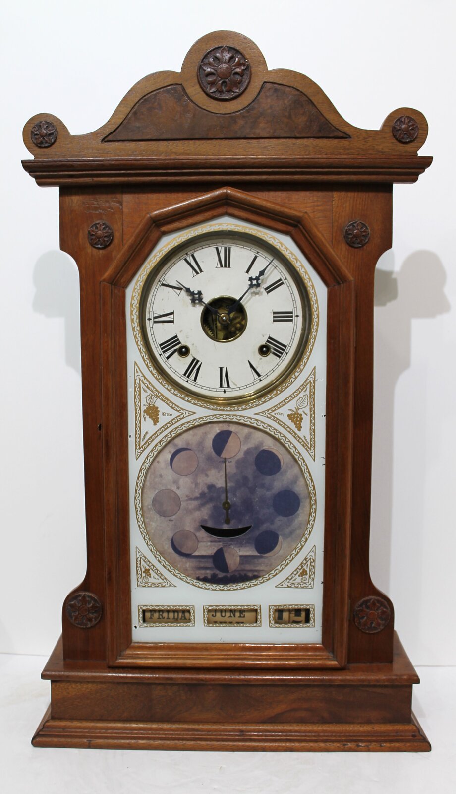 Macomb Calendar Clock Co. calendar clock, 1882-1884. — Antique Clocks Price Guide