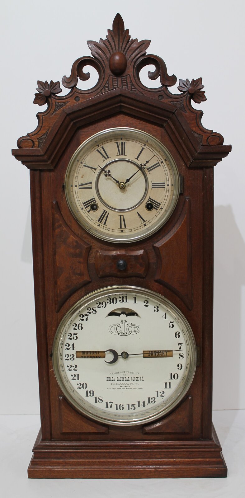 Ithaca Calendar Clock Co. “No. 8 Shelf Library”, 1878-1902. — Antique Clocks Price Guide