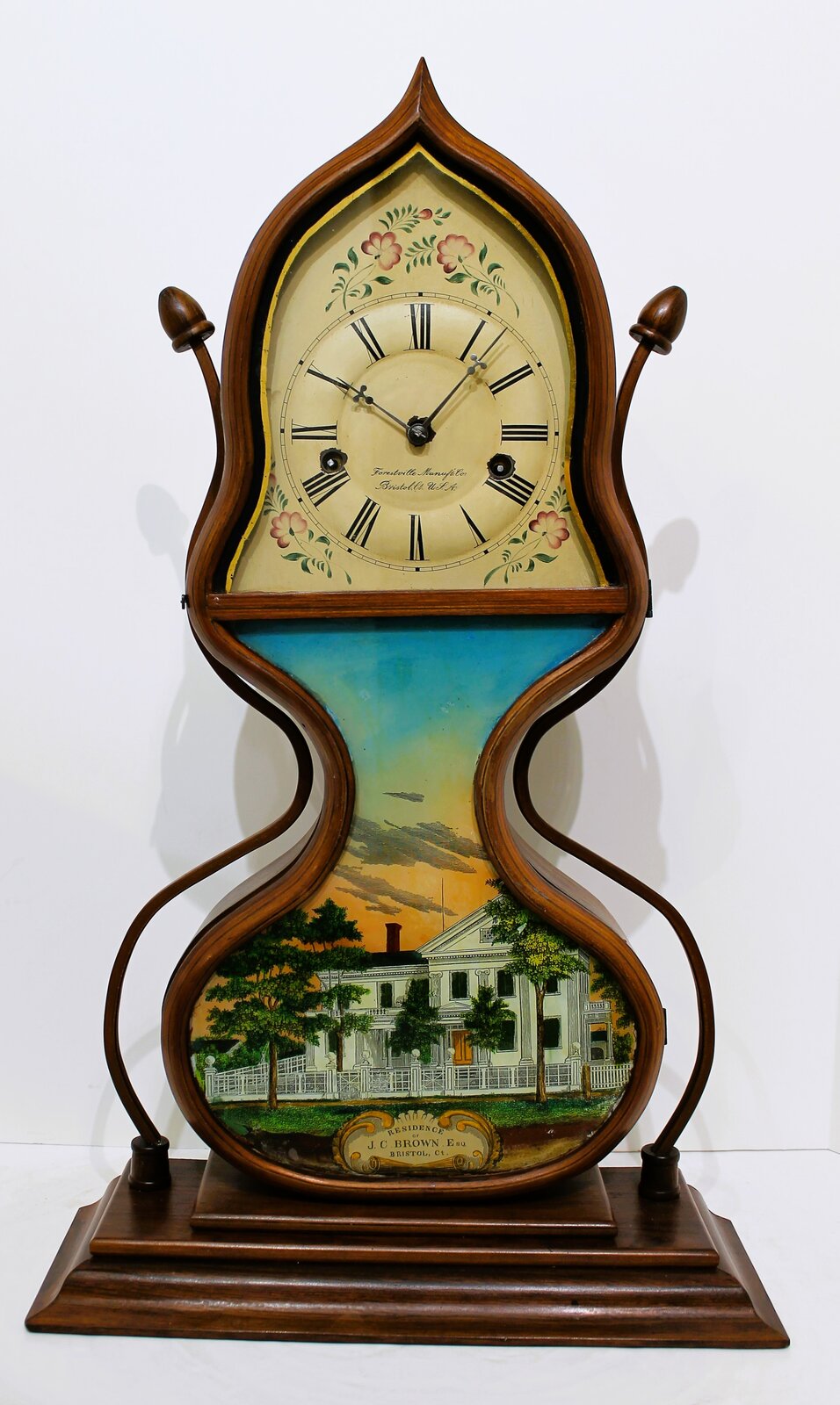 JC Brown Forestville Mfg Co. acorn fusee shelf clock, ca. 1847-1850. — Antique Clocks Price Guide