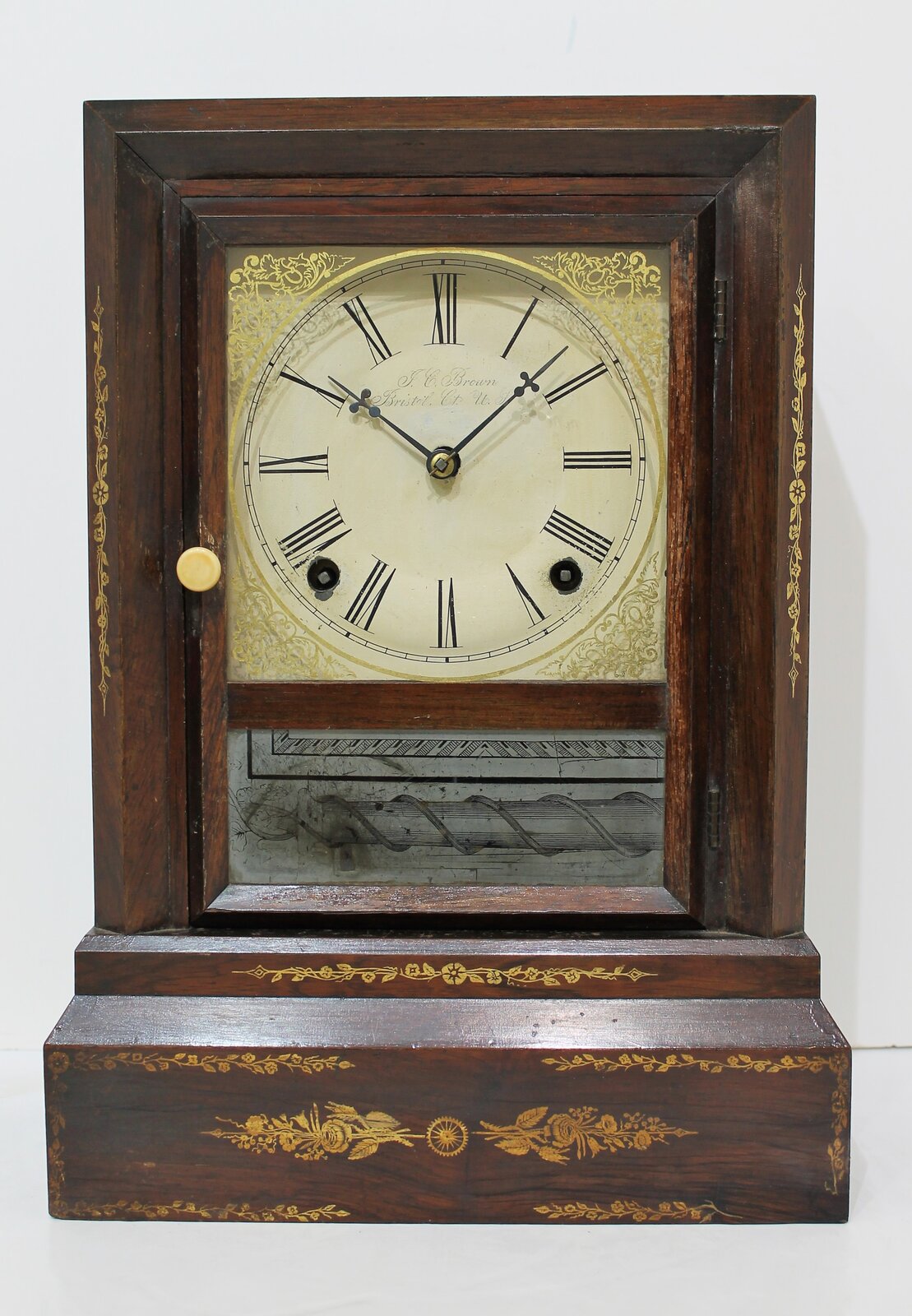 Forestville Manufacturing Co. stenciled cottage, 1842-1849. — Antique Clocks Price Guide