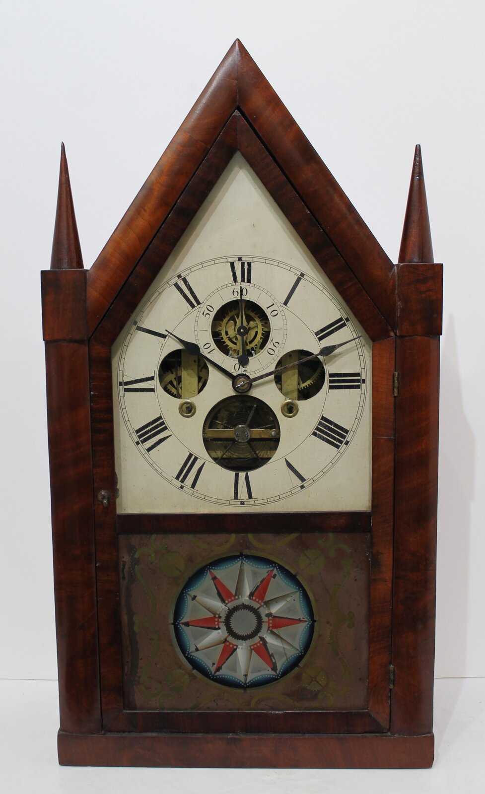Silas B. Terry vertical balance wheel sharp gothic, 1849-1852. — Antique Clocks Price Guide