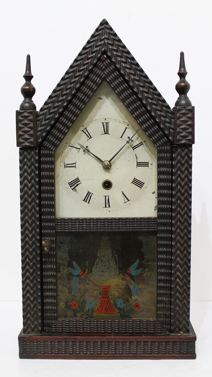 Welch, Spring & Co. miniature ripple-front steeple, ca. 1868-1884. — Antique Clocks Price Guide