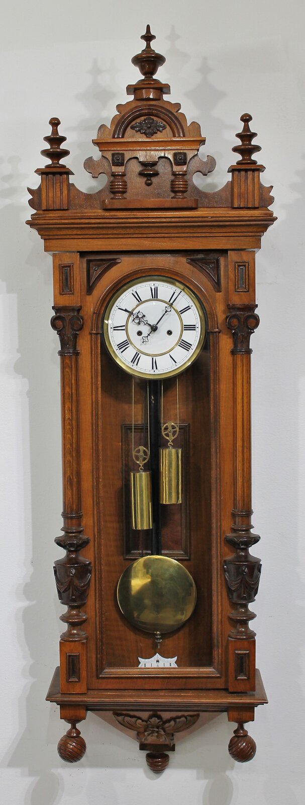 Vienna two-weight wall clock, ca. 1900. — Antique Clocks Price Guide