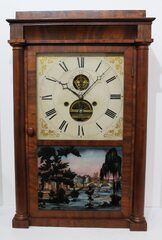 Silas B. Terry vertical balance wheel shelf clock, ca. 1850.