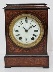 Seth Thomas inlaid cabinet clock, ca. 1890.
