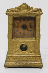 Yale Clock Co. metal case w/ pendulum, 1879-1885.