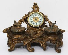 Ansonia Clock Co. “Library Ink” inkstand clock, ca. 1907.