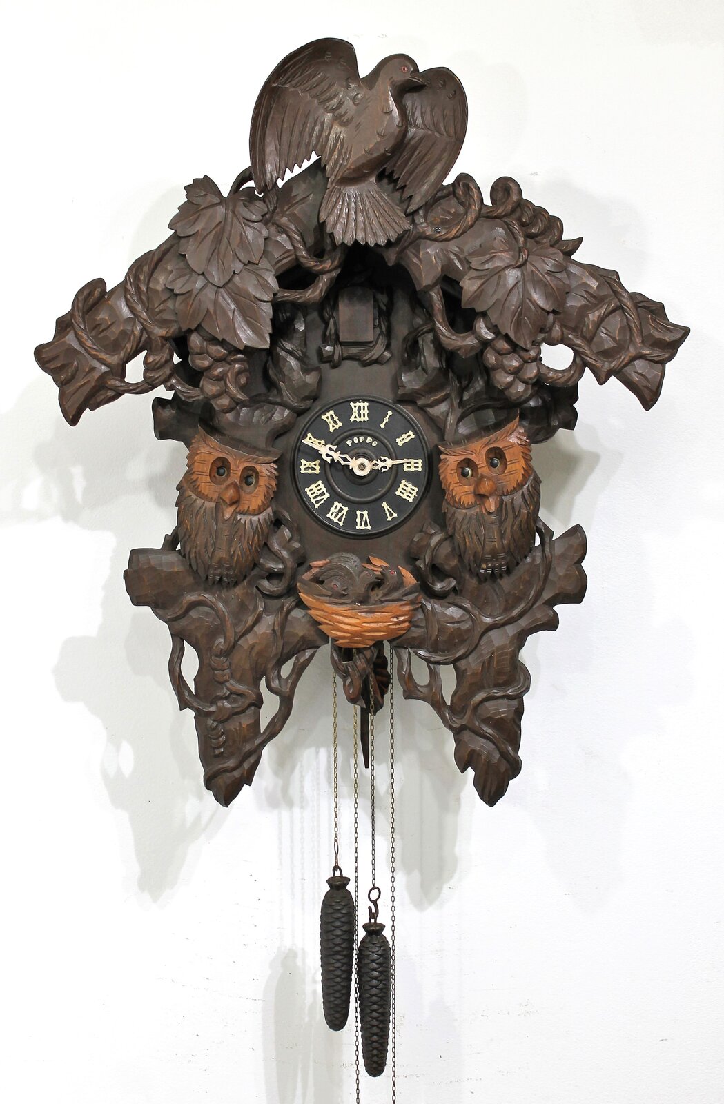 Japanese Poppo cuckoo with animated owls, ca. 1950? — Antique Clocks Price Guide