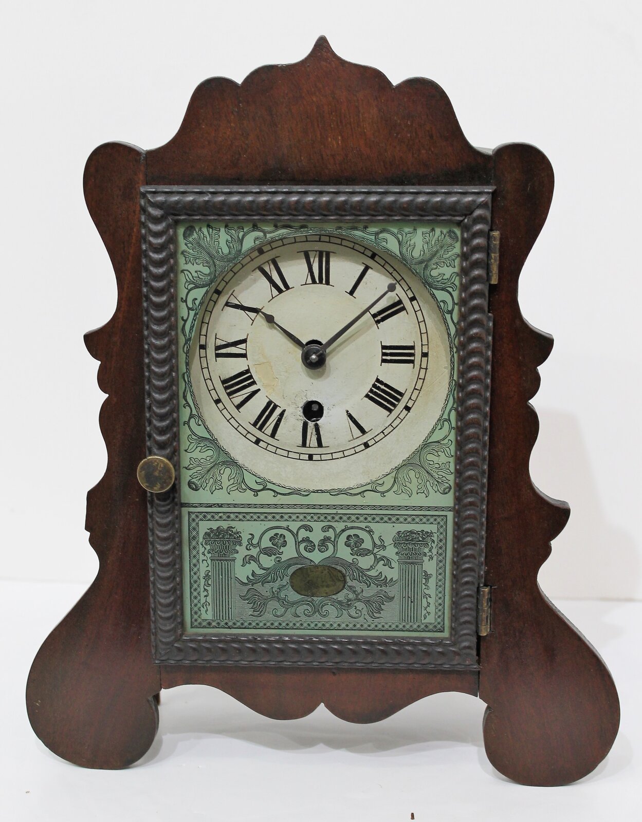 Brewster Manufacturing Co. miniature scroll-front, 1852–1854. — Antique Clocks Price Guide