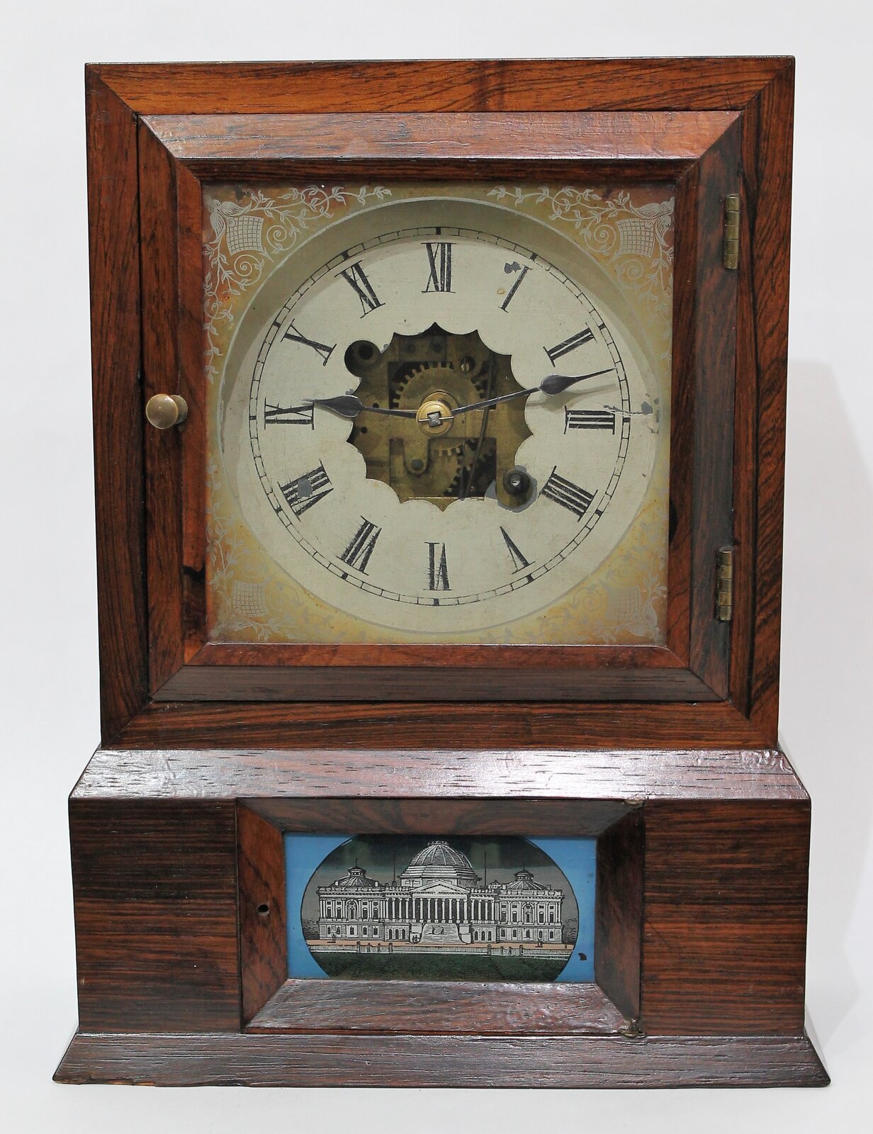 Atkins, Whiting & Co. cottage with alarm, 1850–1855. — Antique Clocks Price Guide