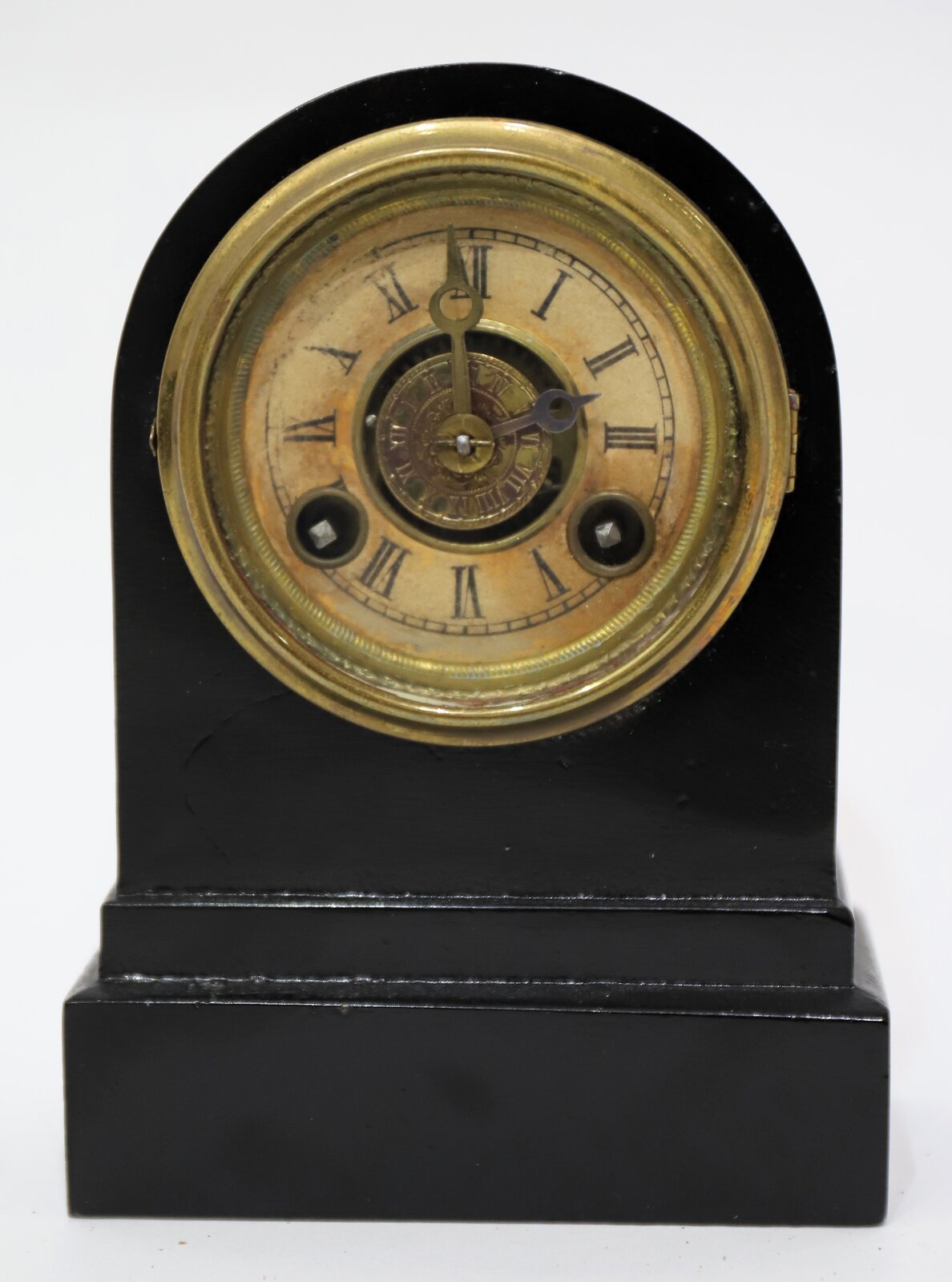Terry Clock Co. small iron case time and alarm, 1867-1880. — Antique Clocks Price Guide