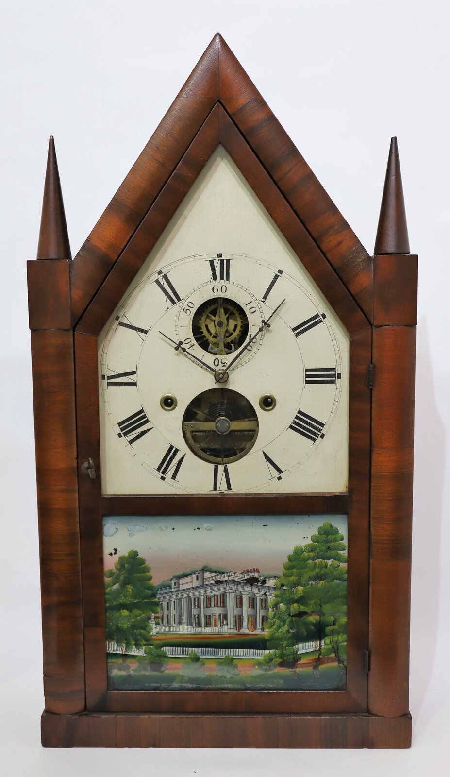 Silas B. Terry vertical balance wheel sharp gothic, 1849-1852. — Antique Clocks Price Guide