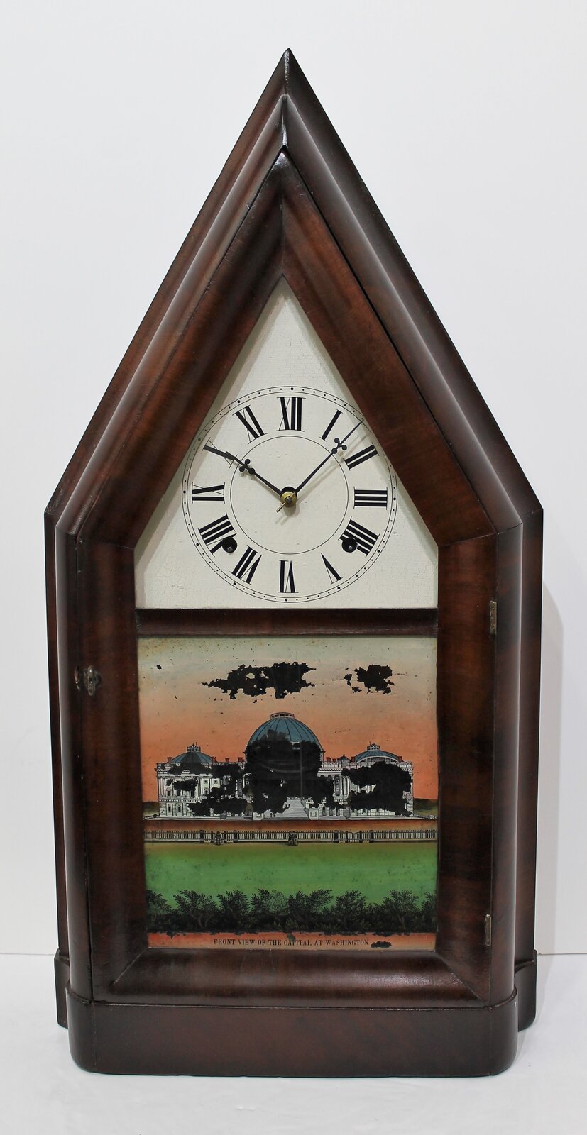 J.A. Wells oversize OG steeple with wagon-spring movement, ca. 1847. — Antique Clocks Price Guide
