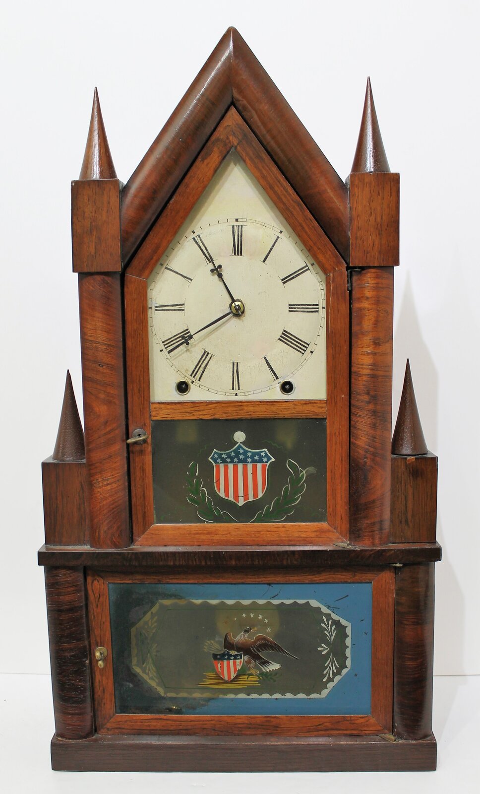 Wm. S. Johnson double-steeple, ca. 1849. — Antique Clocks Price Guide