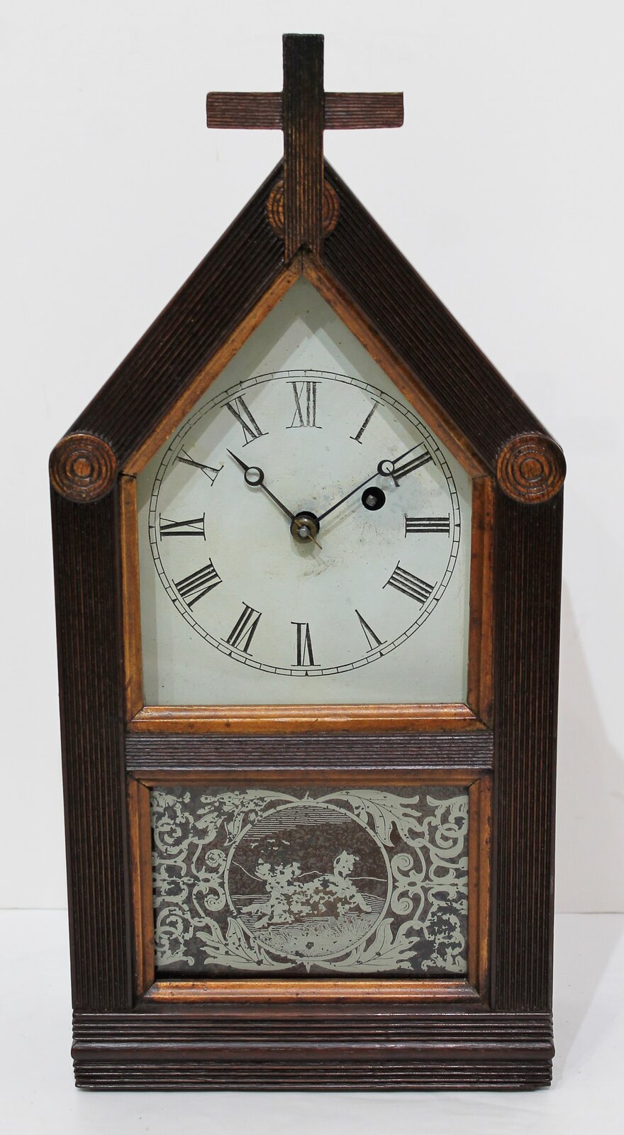 Atkins Clock Co. “Dolly Dutton” miniature steeple with cross, ca. 1875. — Antique Clocks Price Guide