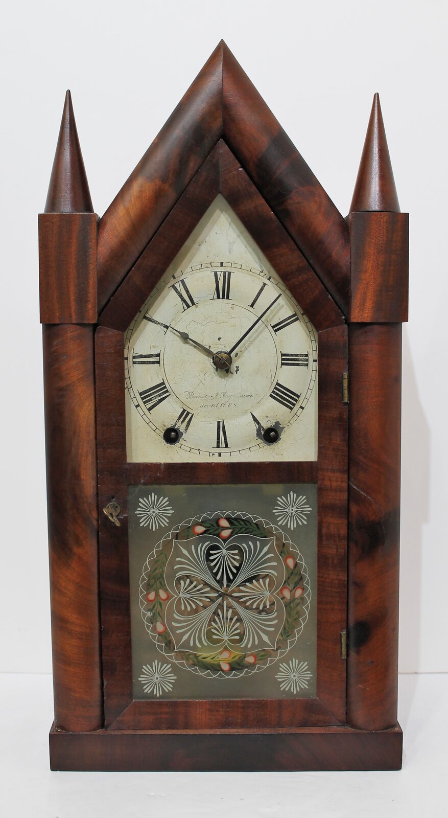 Brewster & Ingrahams thirty-hour steeple with Kirk’s iron backplate, 1843–1852. — Antique Clocks Price Guide