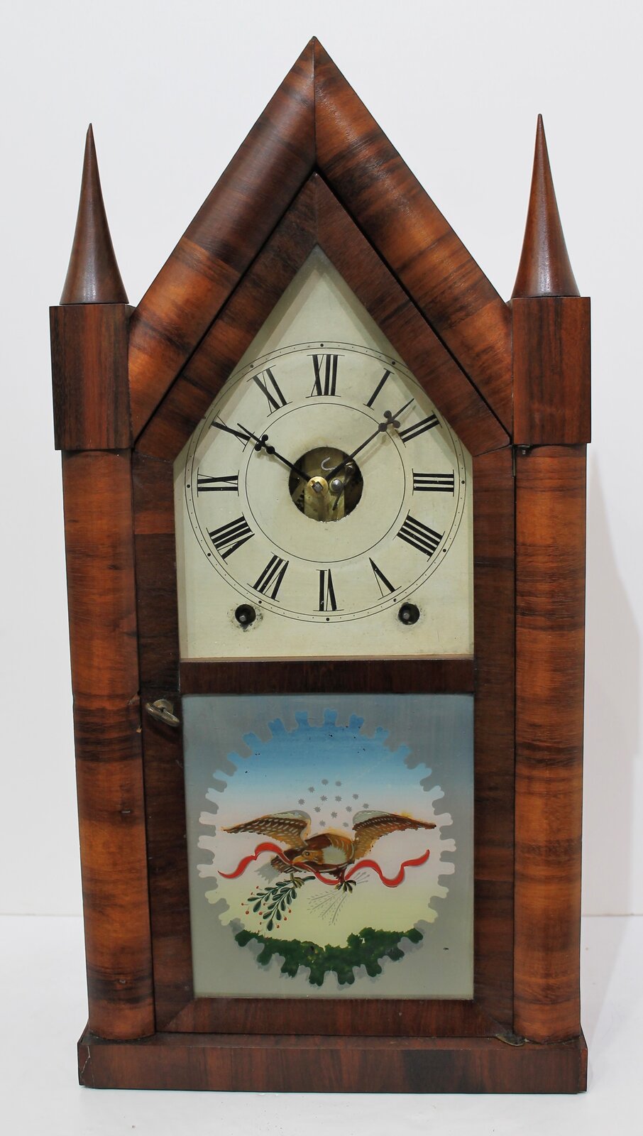 M.W. Atkins eight-day fusee steeple, 1846–1850. — Antique Clocks Price Guide