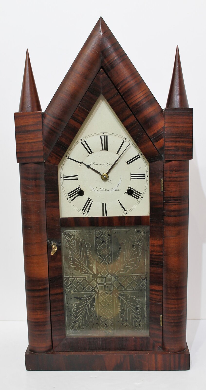 Chauncey Jerome oversized steeple with remote winding drums, 1845–1853. — Antique Clocks Price Guide