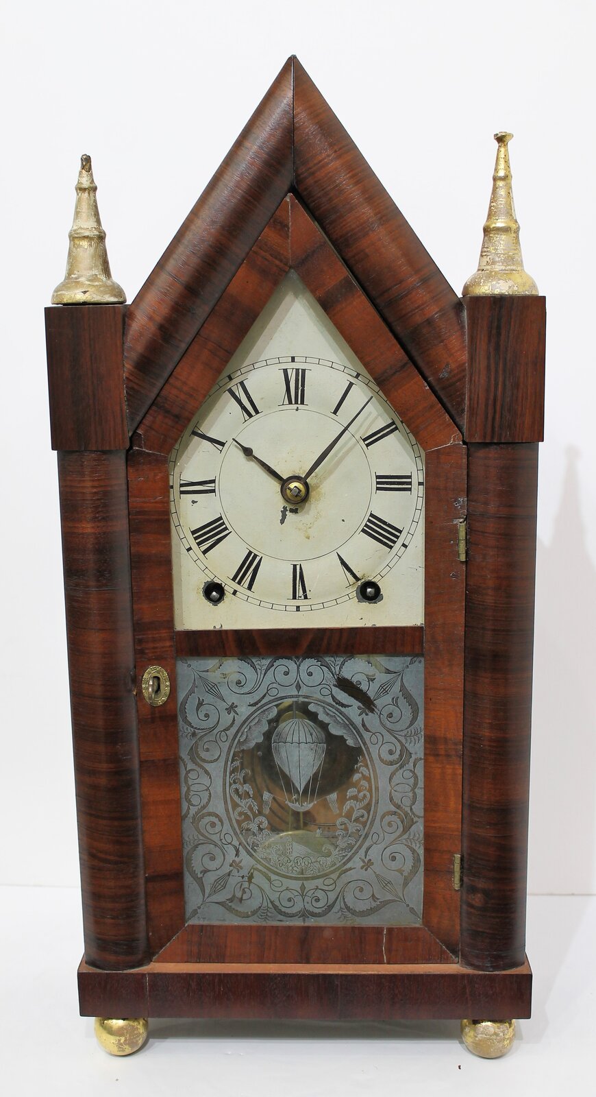 Brewster & Ingrahams Patent Eight Day Repeating Brass Clock (steeple), 1843–1852. — Antique Clocks Price Guide