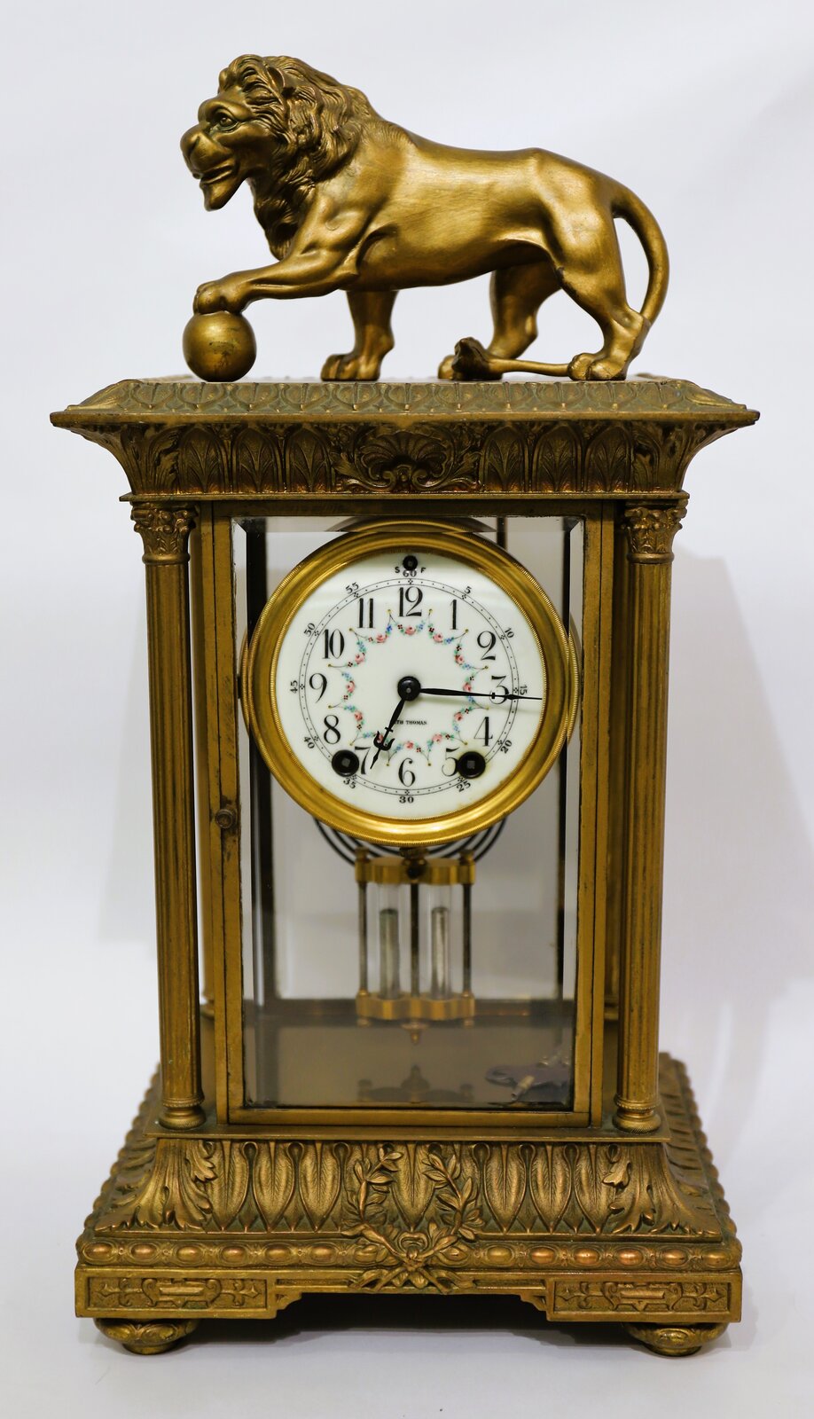 Seth Thomas Clock Co. “Empire No. 26 with Lion” crystal regulator,ca. 1913. — Antique Clocks Price Guide