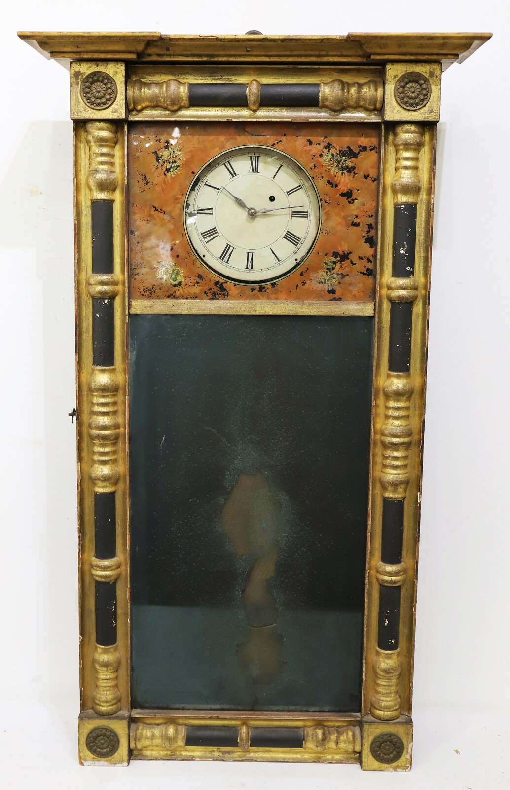 Samuel Abbott New Hampshire mirror clock, ca. 1825. — Antique Clocks Price Guide