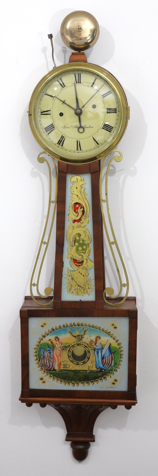 Samuel Abbott alarm banjo, 1827–1831. — Antique Clocks Price Guide