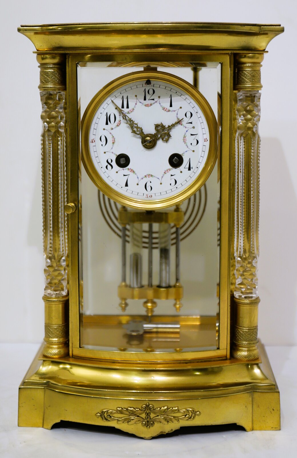 S. Marti bow-front crystal regulator, ca. 1900. — Antique Clocks Price Guide