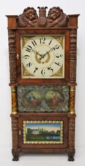 Moses Barrett 8-day wooden works shelf clock, ca. 1830.