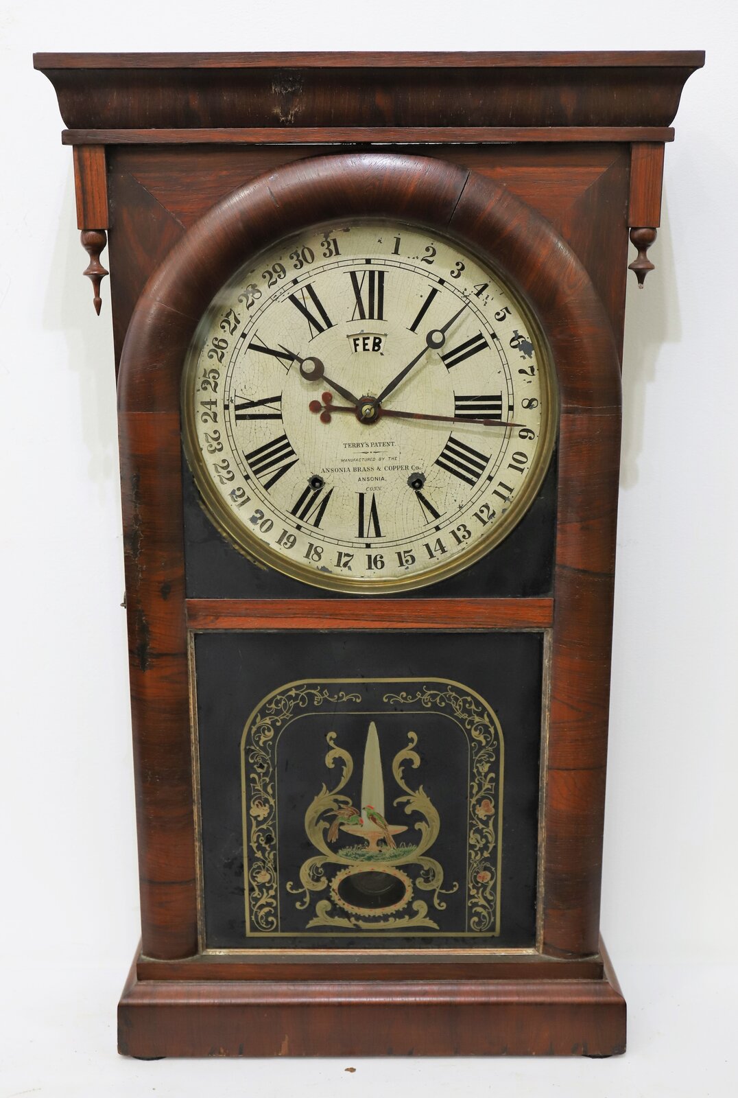 Ansonia Brass & Copper Co. shelf calendar clock, 1870-1877. — Antique Clocks Price Guide