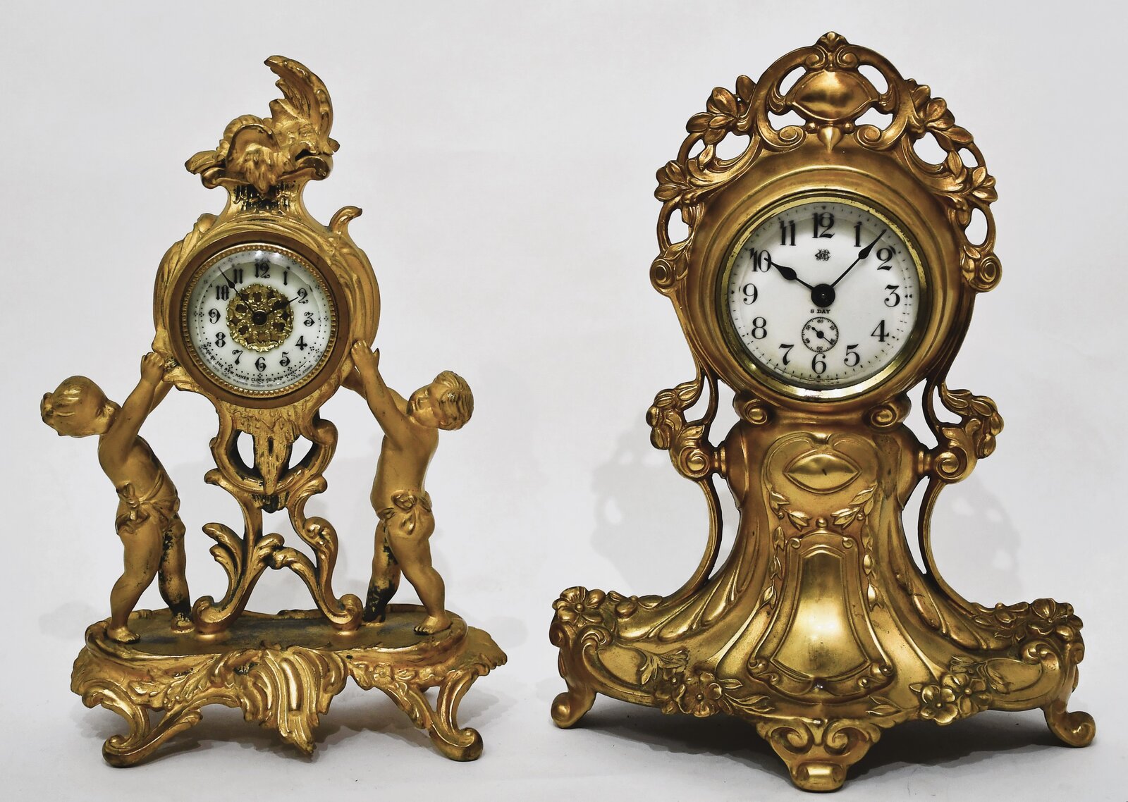 Gilded boudoir clocks, ca. 1910. — Antique Clocks Price Guide
