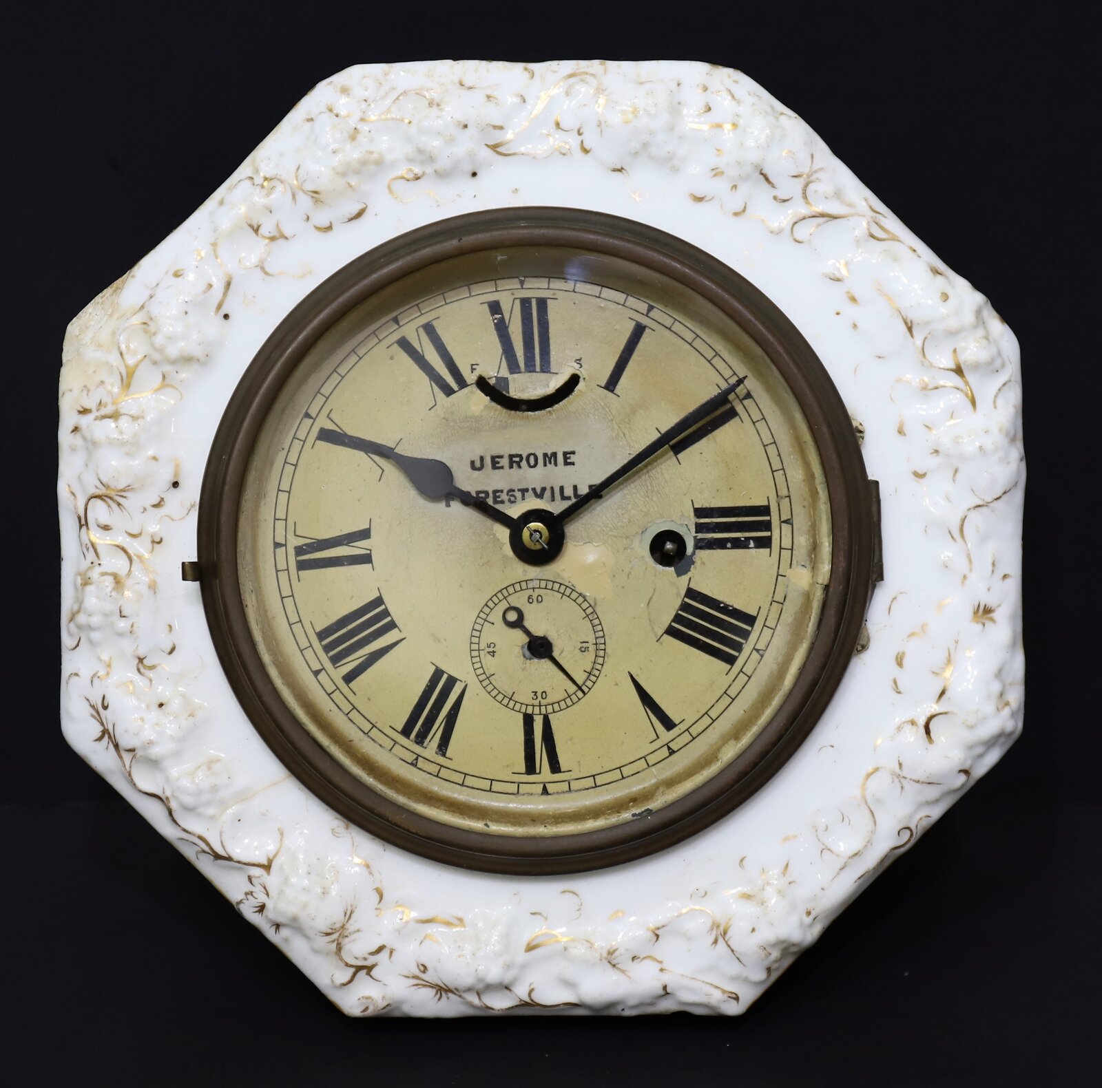 Jerome & Co. lever spring with porcelain dial surround, ca. 1850. — Antique Clocks Price Guide